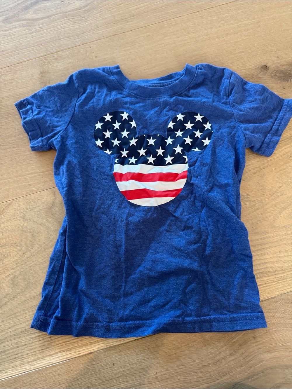 Disney Blue Tee with American Flag Mickey Graphic